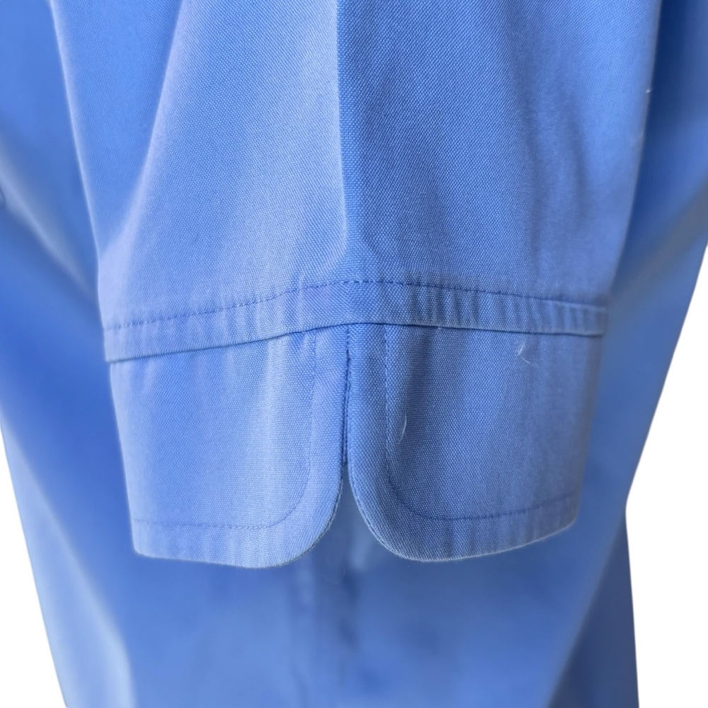Chico's Blue No-Iron 100% Cotton Short Sleeve Button Down Blouse w/ Pockets Sz 1 - Picture 6 of 8